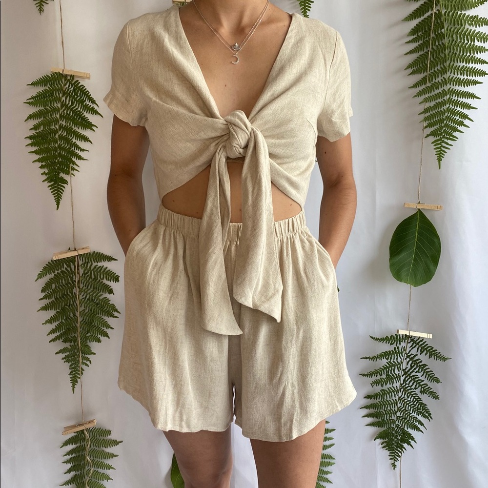 V-Neck Tie Front Romper